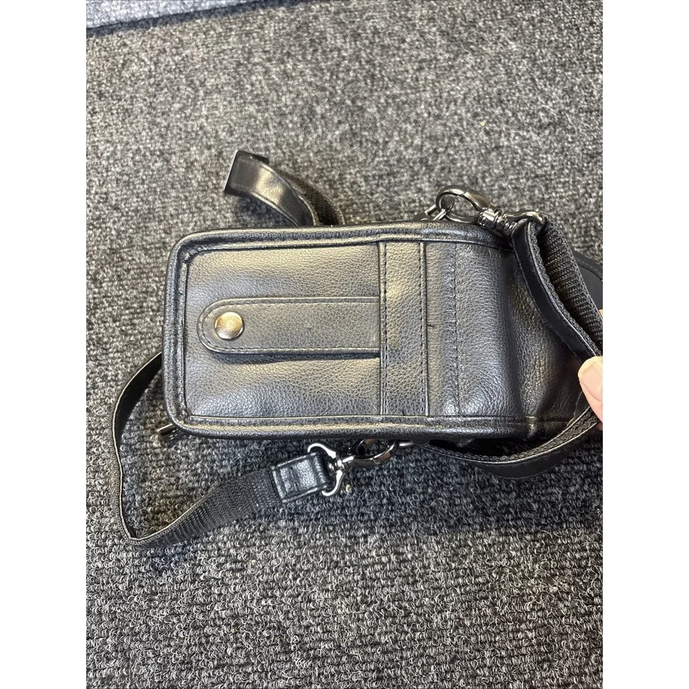 Hi-Pro~Black Padded Leather Camera Carry Bag with Shoulder Strap